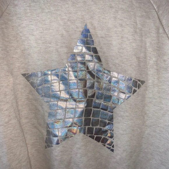 aerie Tan Metallic Star Graphic Oversized Pullover Sweatshirt Large Women’s - Picture 4 of 9